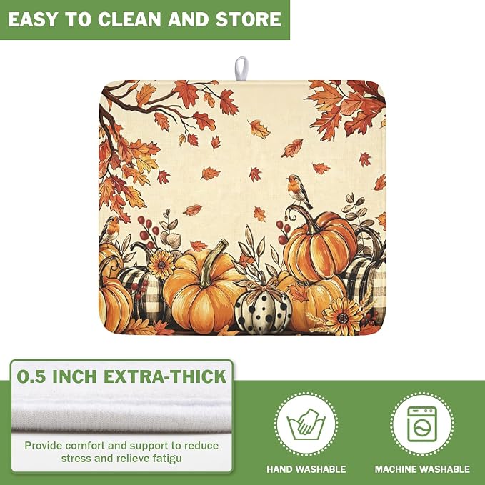 Fall Orange Pumpkin Dish Drying Mat - Image 5