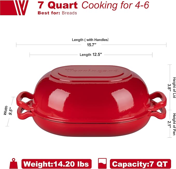 VORRINGARD Enameled Cast Iron Sourdough Bread Oven, Dutch Oven, Loaf Cast Iron - Image 2