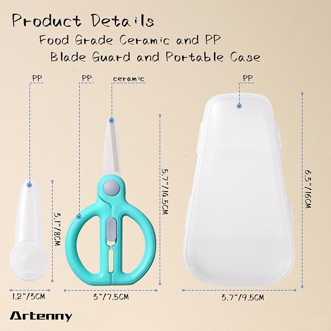 Baby Food Scissors with Travel Case, Ceramic Food Scissors Kids, Toddler - Image 6
