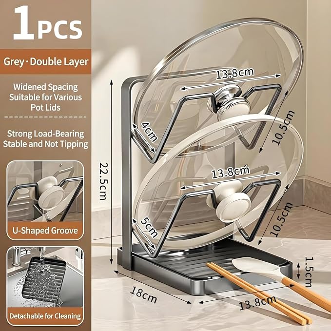 Lispin Kitchen Pot Lid Storage Rack, Pot Lid Holder - Image 2