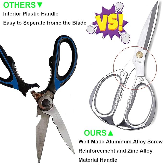 7.5in Stainless Steel Kitchen Scissors, Heavy Duty Shears - Image 4