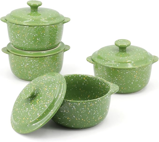 Oven-Safe 4-Pack Mini Ceramic Casserole Dishes by Krokori