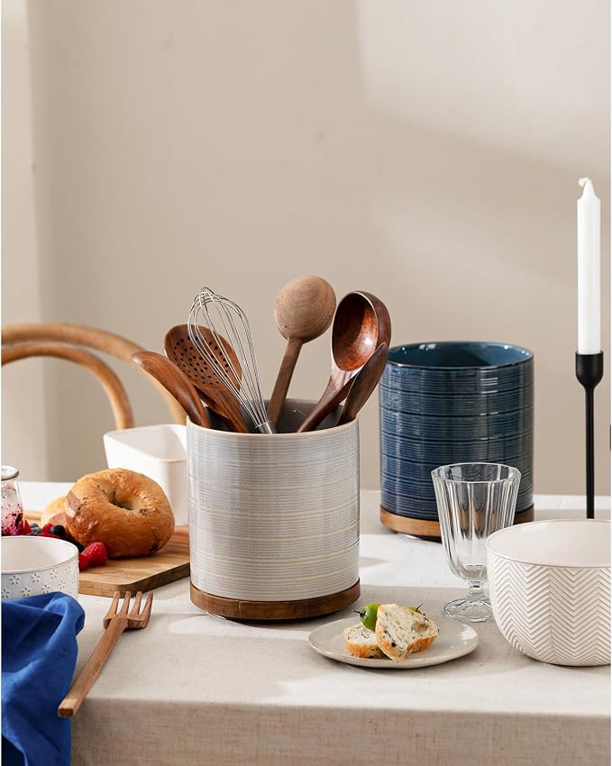 Utensil Holder, 360° Rotating Extra Large Ceramic Kitchen Utensil Holder - Image 5