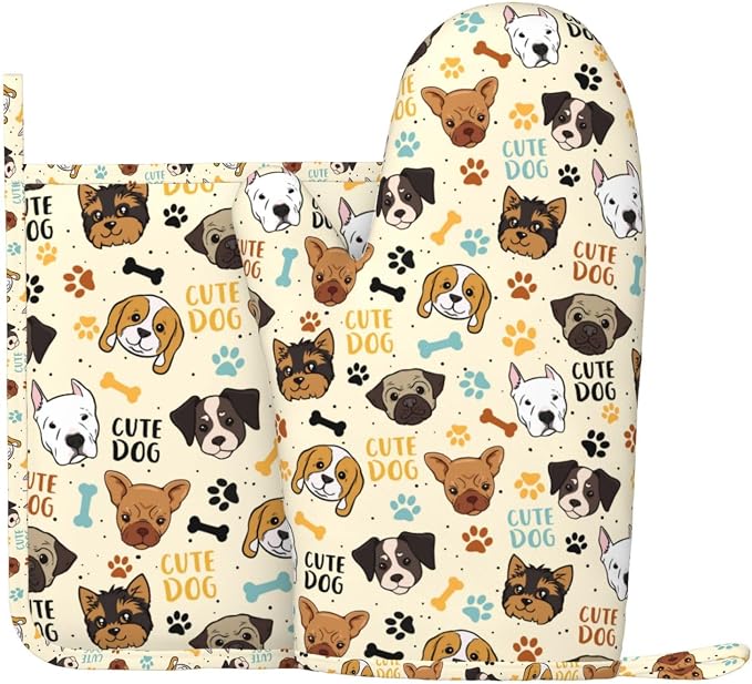 Cute Dog Oven Mitts and Pot Holders Set - Image 7