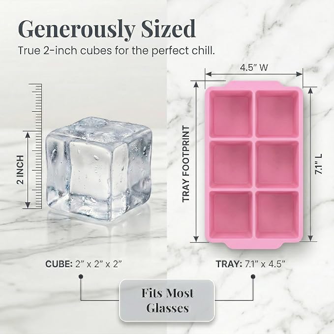 KitchFort Large Silicone Ice Cube Tray, Easy Release 2" Big Ice Cubes - Image 8