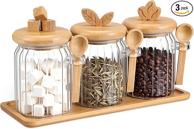 Suclain 3 Pcs Glass Coffee Container by Suclain