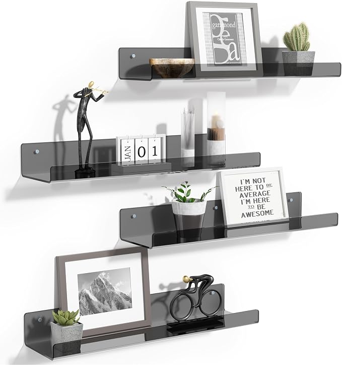upsimples Acrylic Shelves for Wall Decor, Living Room, Floating Bookshelves for by upsimples