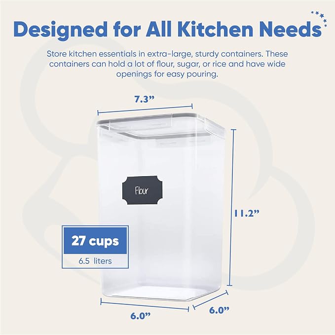Chef's Path Extra Large Tall Airtight Food Storage Containers, Airtight Food - Image 4
