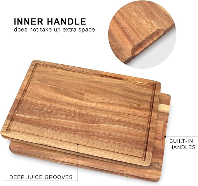 3 Pcs Acacia Wood Cutting Board Set - Image 4