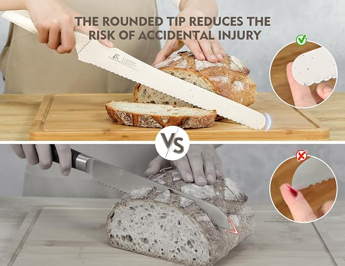 CoquusAid Upgrade Bread Knife for Homemade Bread, World‘s 1st Double Serrated - Image 6