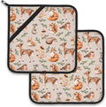 Mushroom Squirrel Deer Hedgehog Pot Holder Set of 2, Heat Resistant Potholders by Larkverk