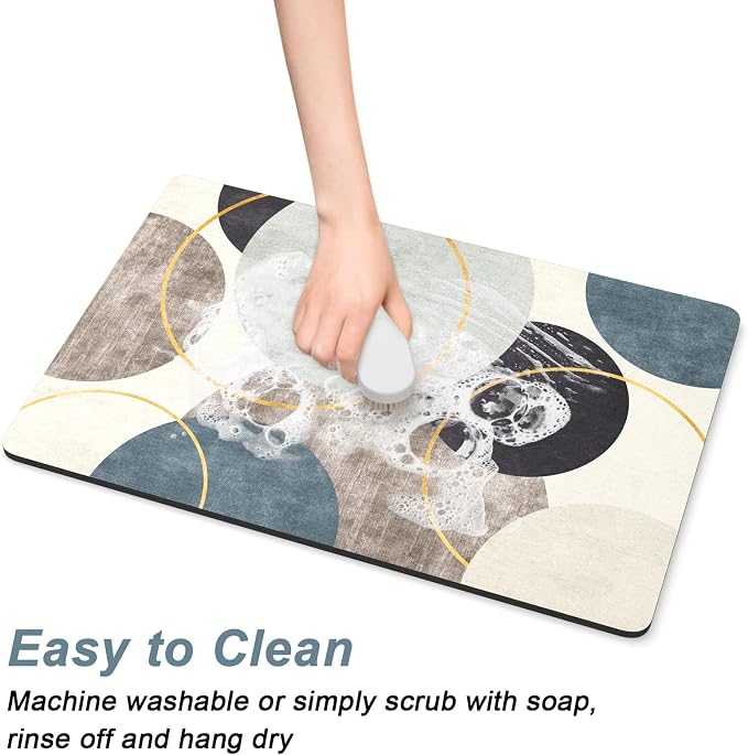 Rnivvi Coffee Mat, Hide Stain Rubber Backed Absorbent Dish Drying Pad - Image 5