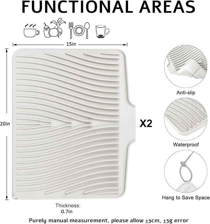TIKNIK Silicone Dish Drying Mat, Stone Drying Mat - Image 2