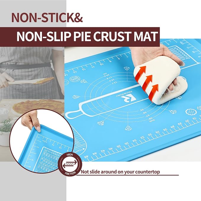 Silicone Baking Mat 20"L x 28"W, Extra Thick Dough Rolling Pad - Image 3