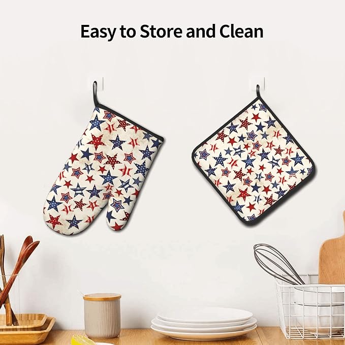 Patriotic Stars Oven Mitts - Image 6