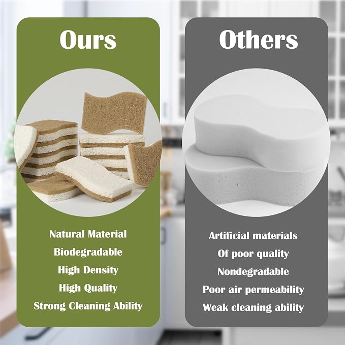 DEBETOOL 14Pack Natural Kitchen Sponge, Eco-Friendly Dish Sponge - Image 4