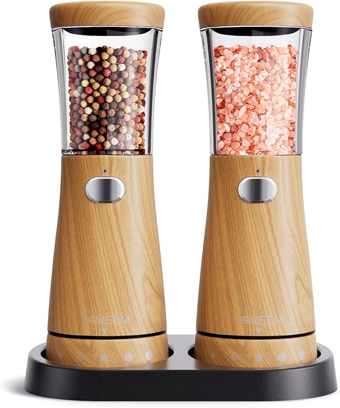 Electric Salt and Pepper Grinder Set by Tomeem