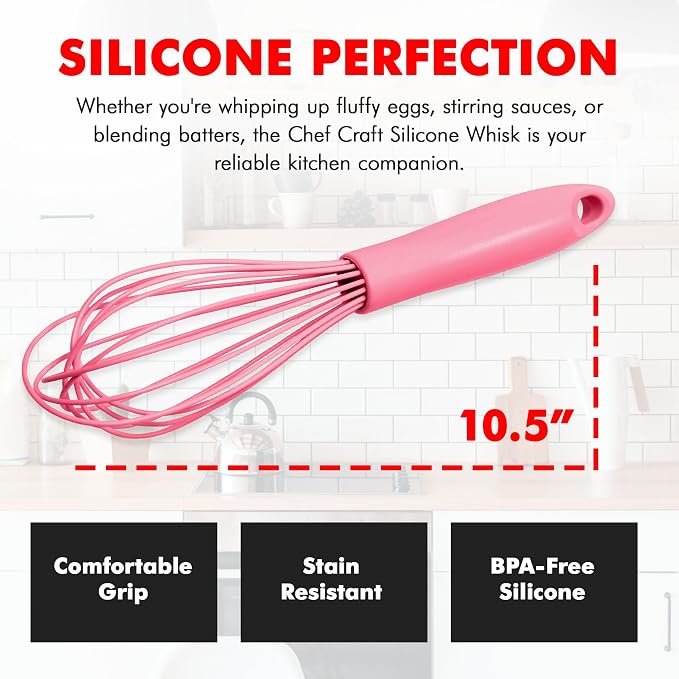 Chef Craft Premium Silicone Wire Cooking Whisk, 10.5 inch - Image 4