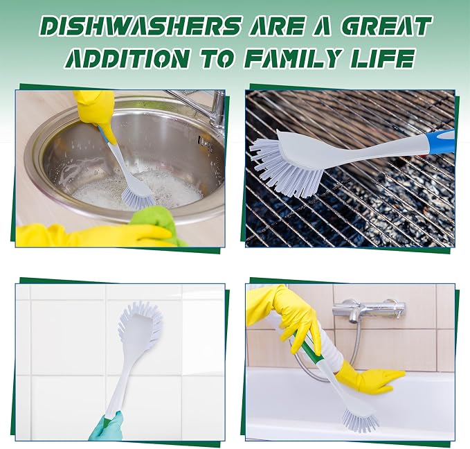 Hsei 20 Pcs Blue and Green Kitchen Scrub Dish Brush Bulk - Image 3