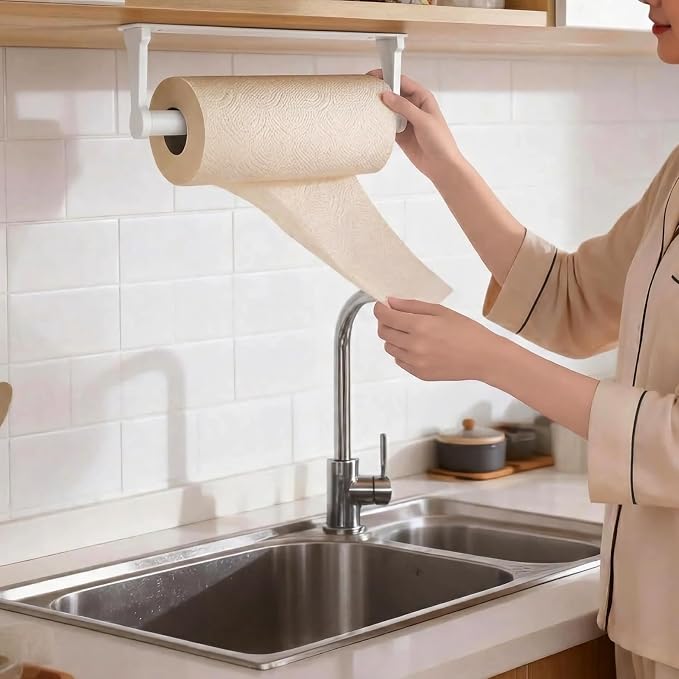MONEER Kitchen Roll Holder Under Cabinet, Paper Towel Holder, Aluminum Alloy - Image 3