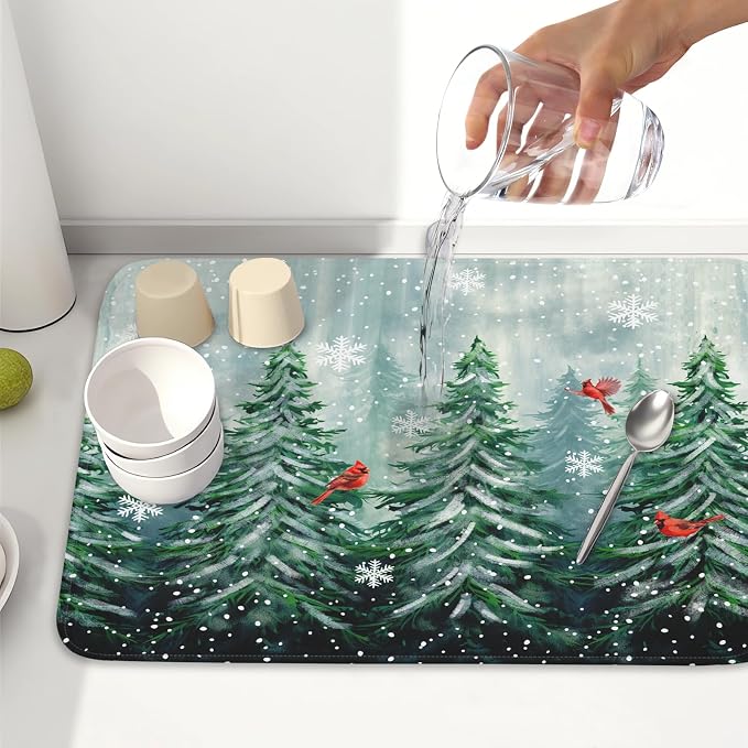 Winter Pines Tree Dish Drying Mats - Image 6