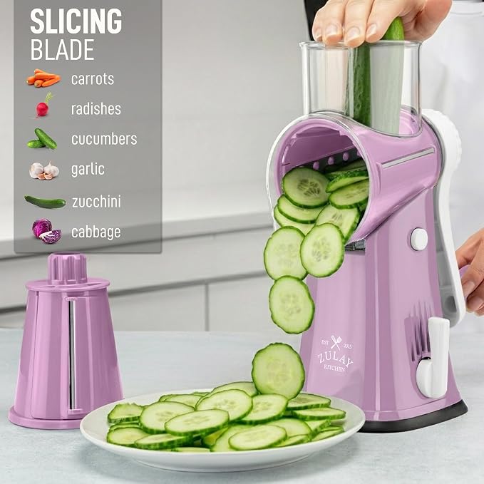 Zulay Kitchen Rotary Cheese Grater 5 Blade Cheese Shredder - Image 5