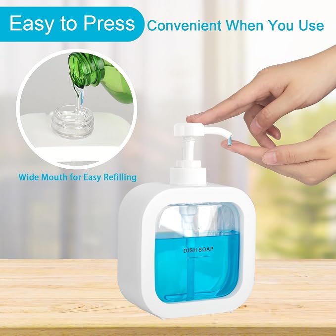 Modern Soap Dispenser for Bathroom and Kitchen Sink, Small Hand Soap Plastic - Image 3
