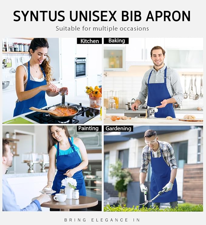 Syntus Apron for Men Women, Adjustable Cooking Kitchen Chef Aprons - Image 6