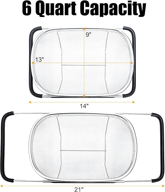 Suwimut 2 Pack Over the Sink Oval Colander - Image 2