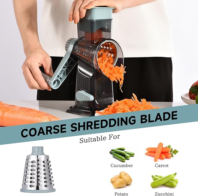 Rotary Cheese Grater with Handle Kitchen Shredder Slicer Grater Slicer Ice - Image 3