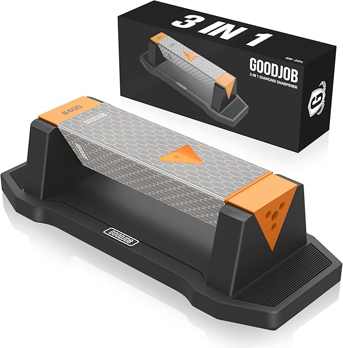 Extra Large Diamond Sharpening Stone Set 3 Side Grit 400/600/1000 Premium by GOODJOB