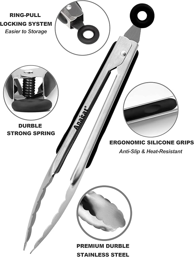 Anaeat Premium Stainless Steel Kitchen Tong, BBQ - Image 4