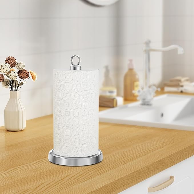 Paper Towel Holder Countertop, Stainless Steel, Weighted Base, Paper Towel - Image 6
