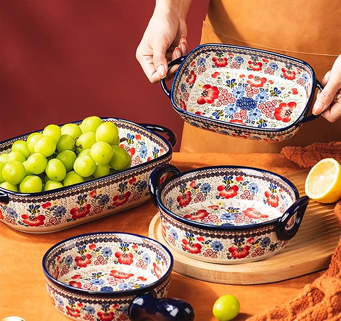 Vintage Flowers Style Ceramic Bakeware Casserole Dish Baking Pan Lasagna Pans - Image 6