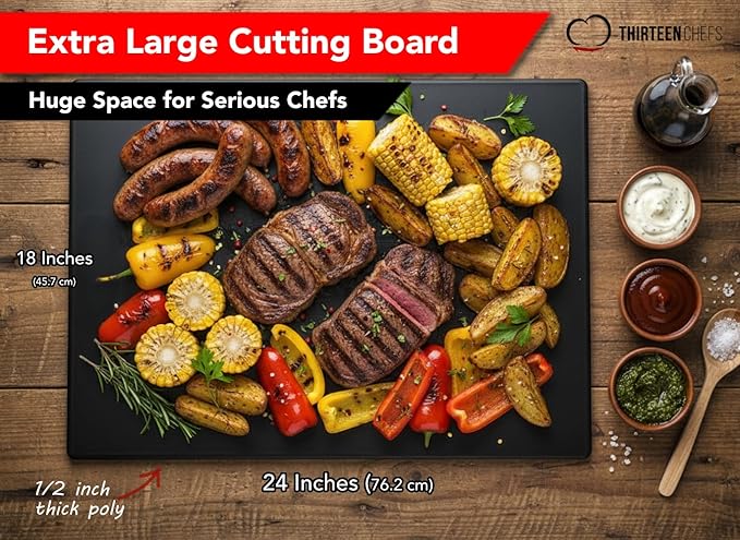 Thirteen Chefs Extra Large 24 x 18 Black Cutting Board - Image 2