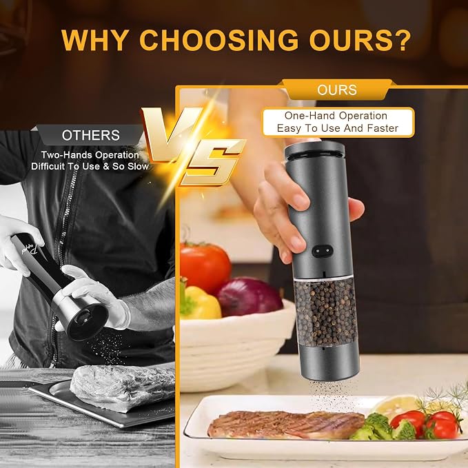 EIHO Electric Salt and Pepper Grinder Set USB Rechargeable, Upgraded External - Image 8
