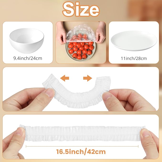 Homelove 100pcs Plastic Bowl Covers Food Cover Dish Covers, Reusable Elastic - Image 5