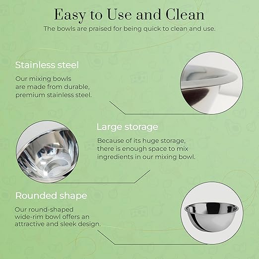 OCS Parts 8 Quart Mixing Bowl | 13.25-Inch Stainless Steel Professional Grade - Image 7