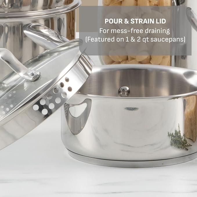 T-fal Gourmet 15-Piece Stainless Steel Cookware Set, Pots and Pans Cooking Set - Image 5