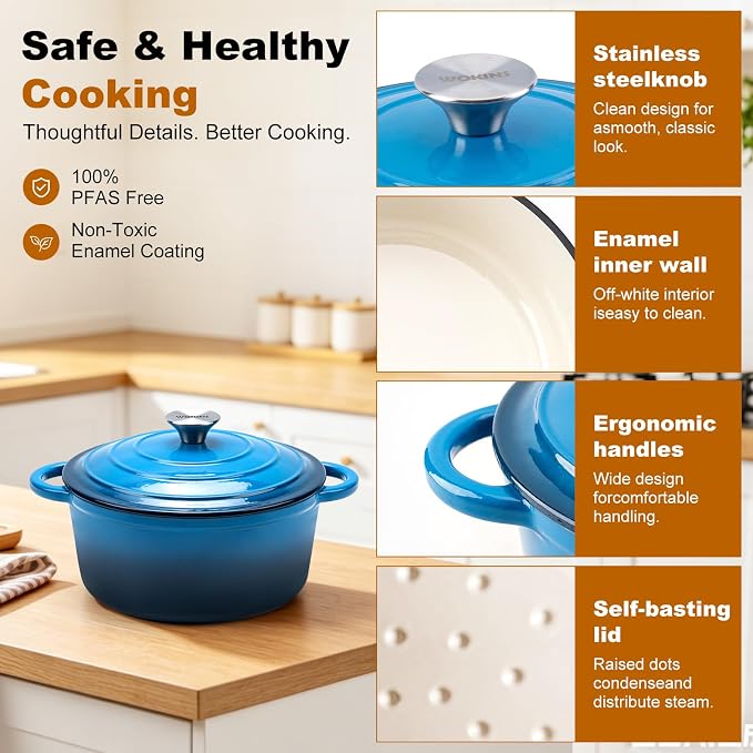 Enameled Cast Iron Dutch Oven - 7QT Pot - Image 6