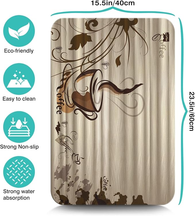Fun Coffee Mat, Absorbent Hide Stain Anti-Slip Coffee Bar Accessories, Dish - Image 5