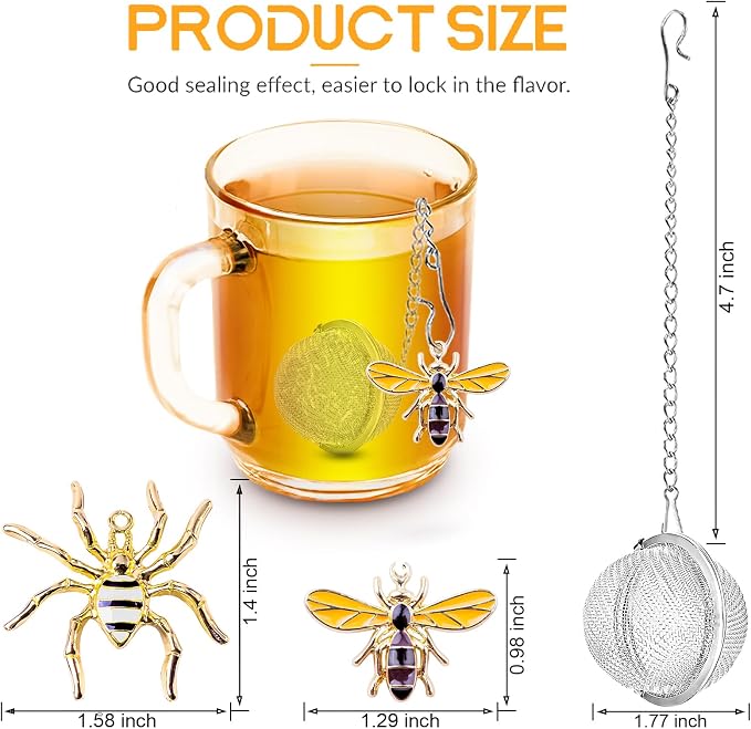Tea Infuser 2 pcs TeaSanavie Tea Strainer Handmade Honey Bee & Spider Loose - Image 3
