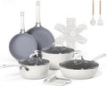 Ammeloo 15-Piece Ribbed Ceramic Cookware Set, Pots and Pans Set Non Stick by Unknown