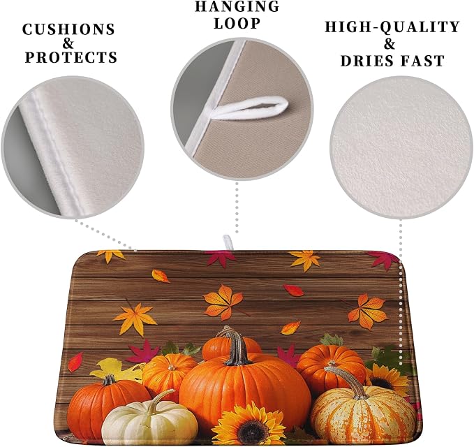 AutumnThanksgiving Pumpkin Dish Drying Mat - Image 3