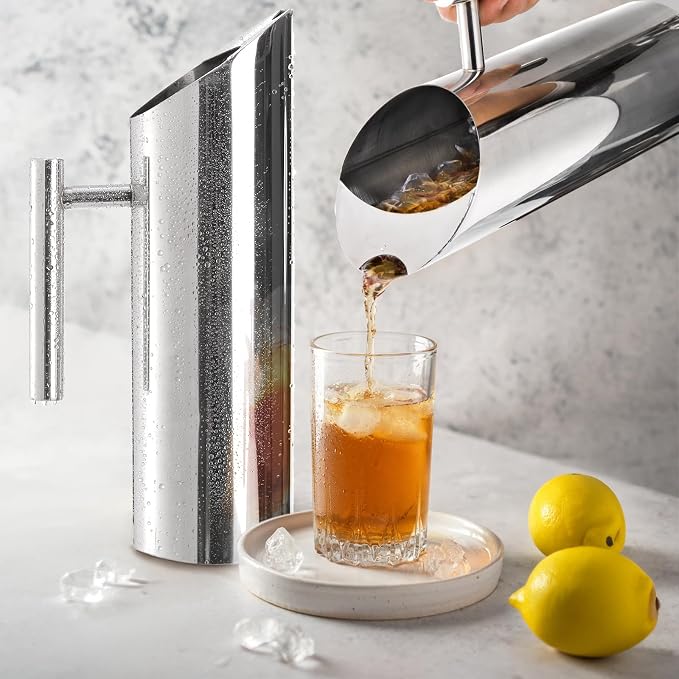 Hiceeden Stainless Steel Water Pitcher, 51oz/1.5L Modern Metal Pitcher - Image 8