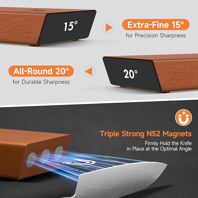 Rolling Knife Sharpener, Diamond & Ceramic Disc, 15° & 20° Magnetic Angle - Image 6