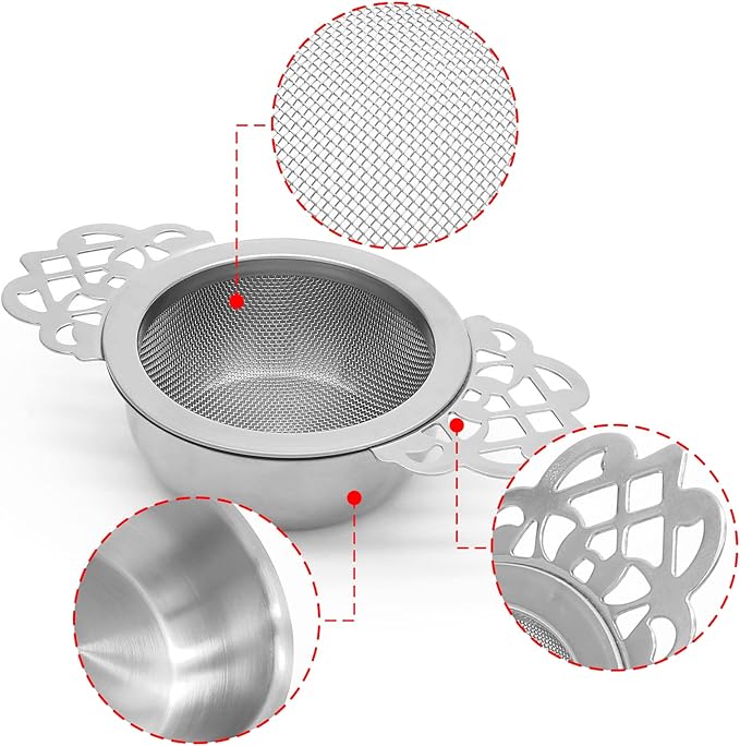 Bonsicoky 4 Pack Tea Strainer Bowl, Stainless Steel Loose Leaf Tea Filter - Image 3