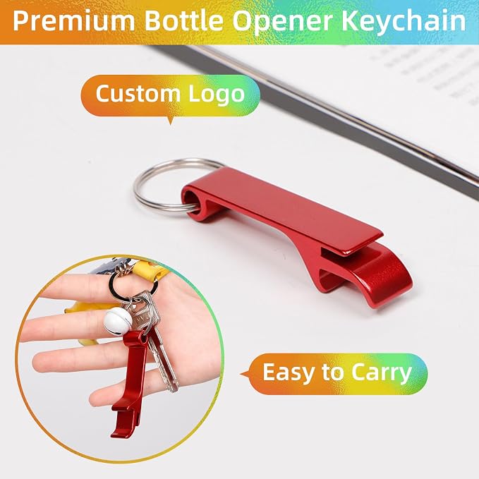 100 Pack Bottle Opener Keychain Bulk, Colorful Beer Bottle Openers Metal - Image 5