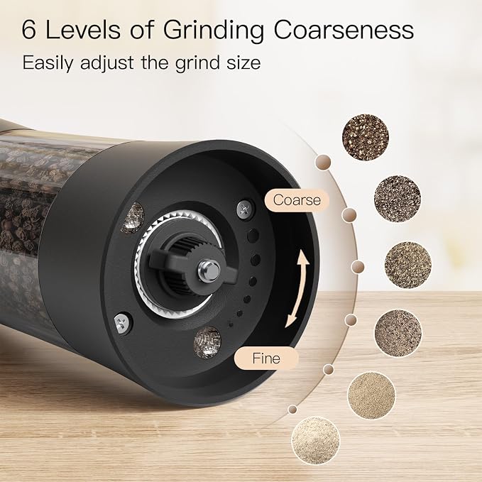 Ultrean Salt and Pepper Grinder Set, USB-C Rechargeable Automatic Pepper - Image 3