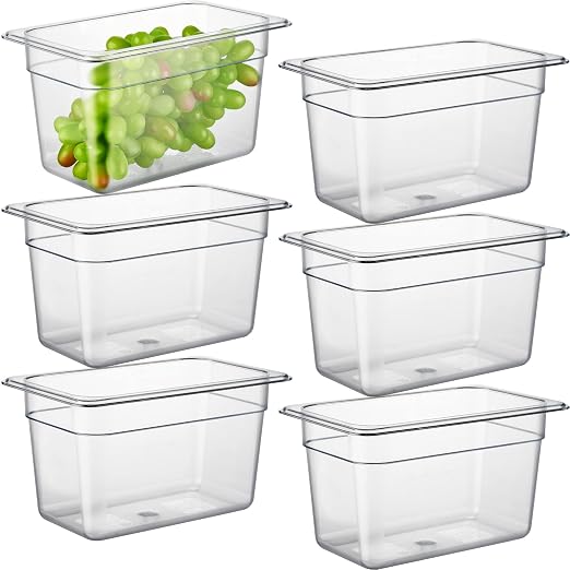 CURTA 6-Pack 1/4 Size 6" Deep NSF Polycarbonate Food Pans | Dishwasher & by CURTA